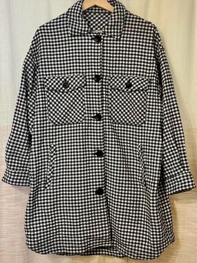 Black and White Check Gingham Oversized Jacket